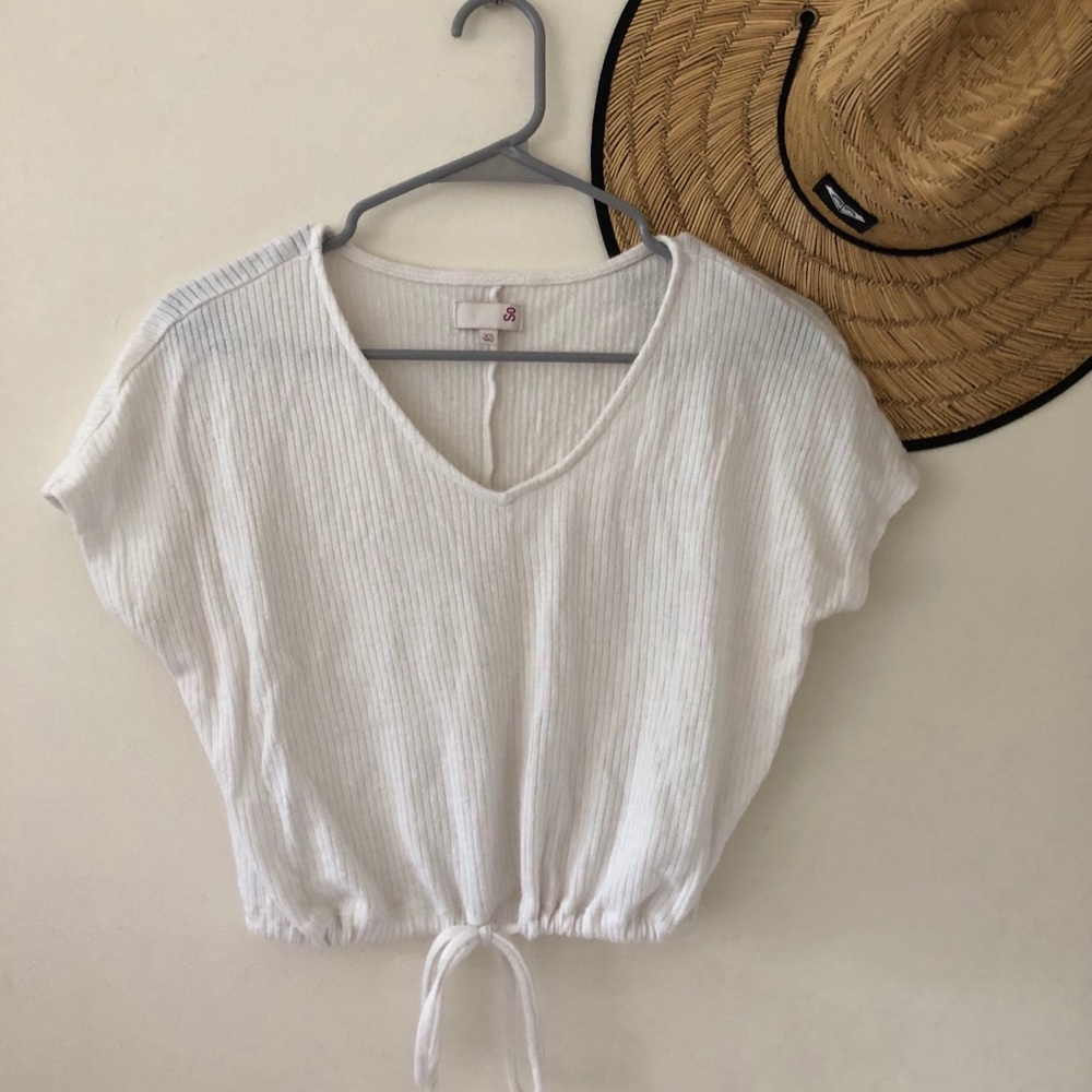Ribbed Tie-Front Crop Top